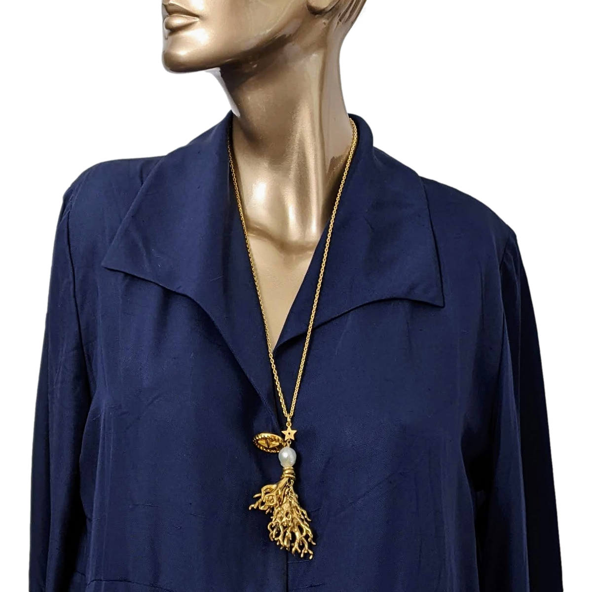 CHRISTIAN DIOR Long Pearl & Coral Necklace