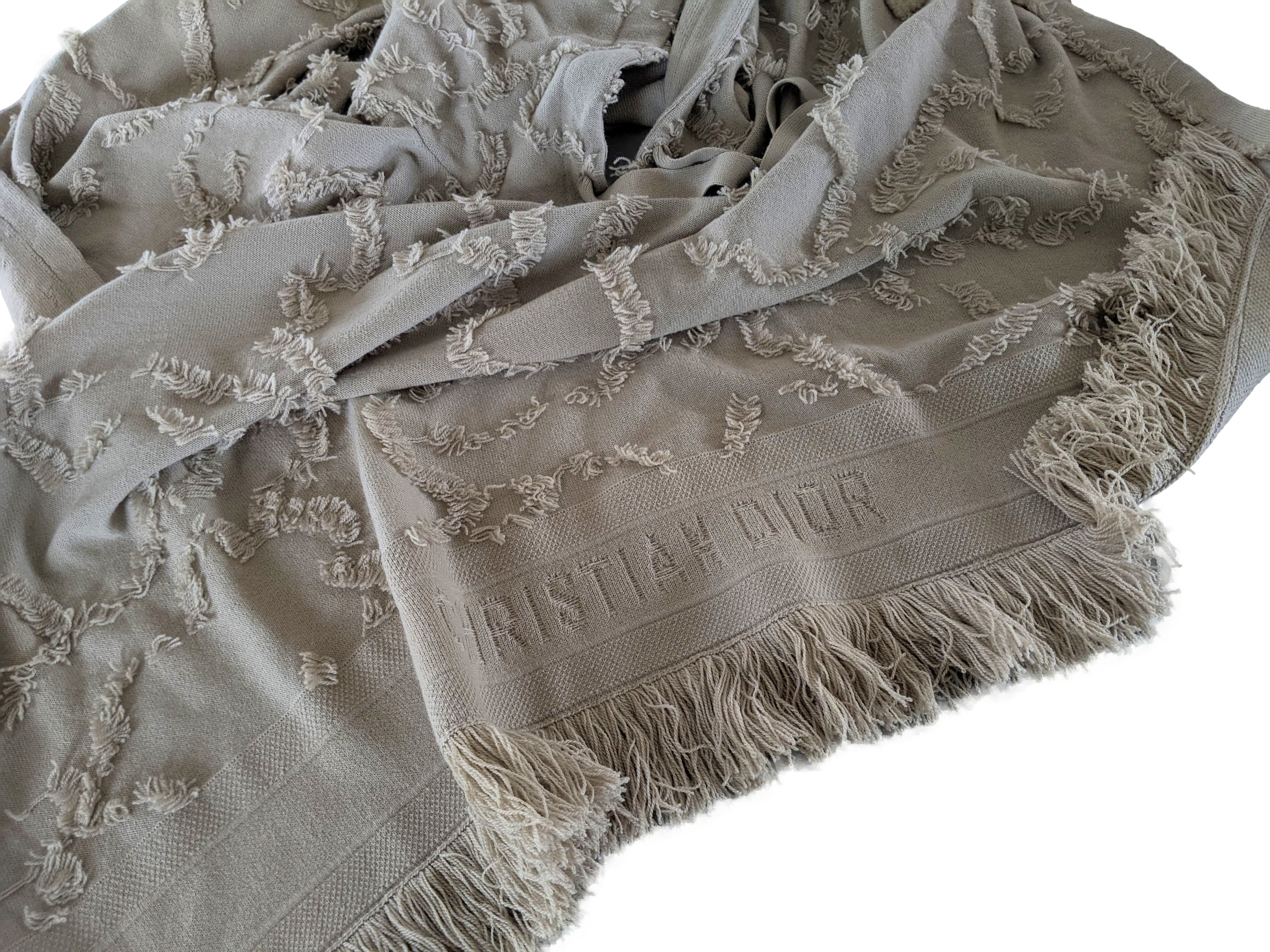 CHRISTIAN DIOR PONCHO 99% Fringed Cashmere SzS