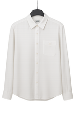 HERMES White Linen Men's Long Sleeves Shirt, Sz44