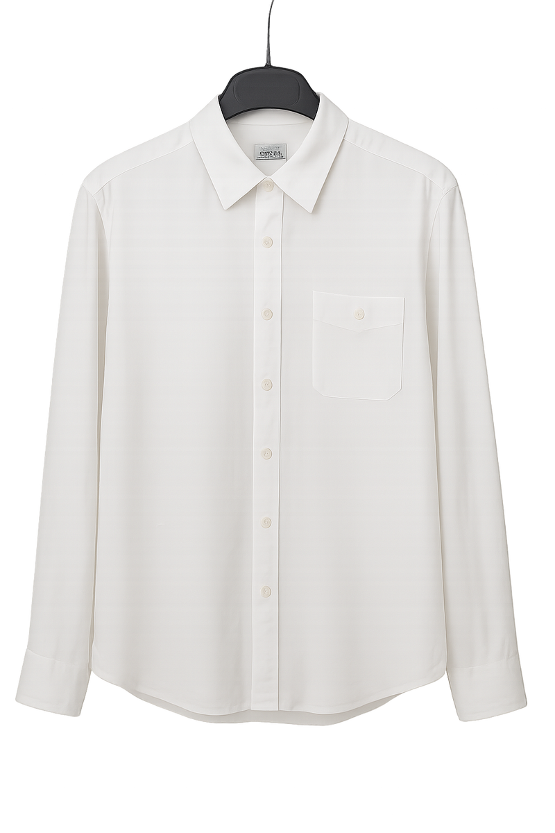 HERMES White Linen Men's Long Sleeves Shirt, Sz44 | poupishop