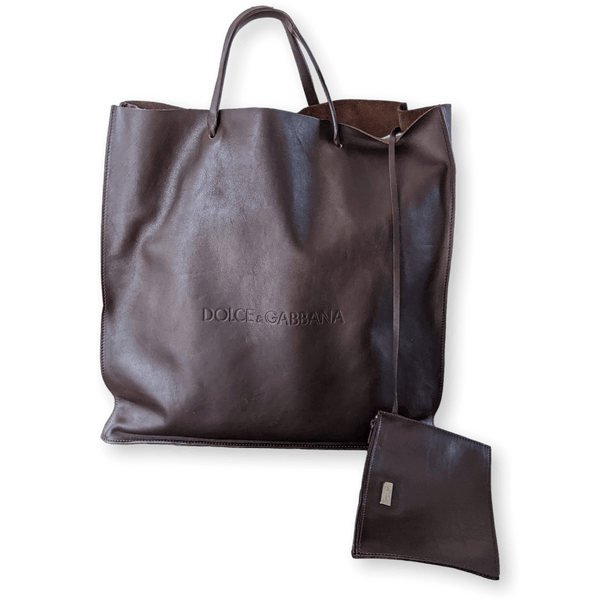 DOLCE GABBANA Dark brown Leather Shopping Bag GM