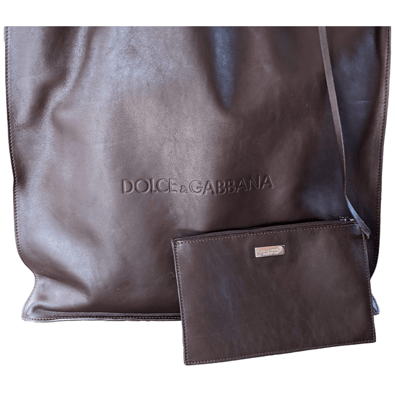 DOLCE GABBANA Dark brown Leather Shopping Bag GM