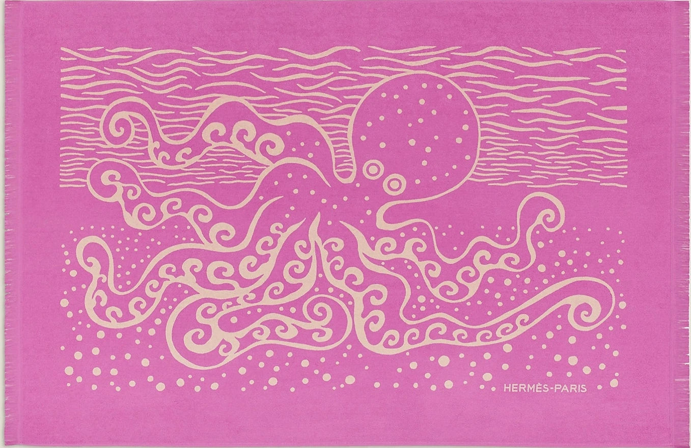 HERMES Poulpe Tatoo Tapis de Plage Terry Beach Towel 90 x 150 cm, New! (A20240902)
