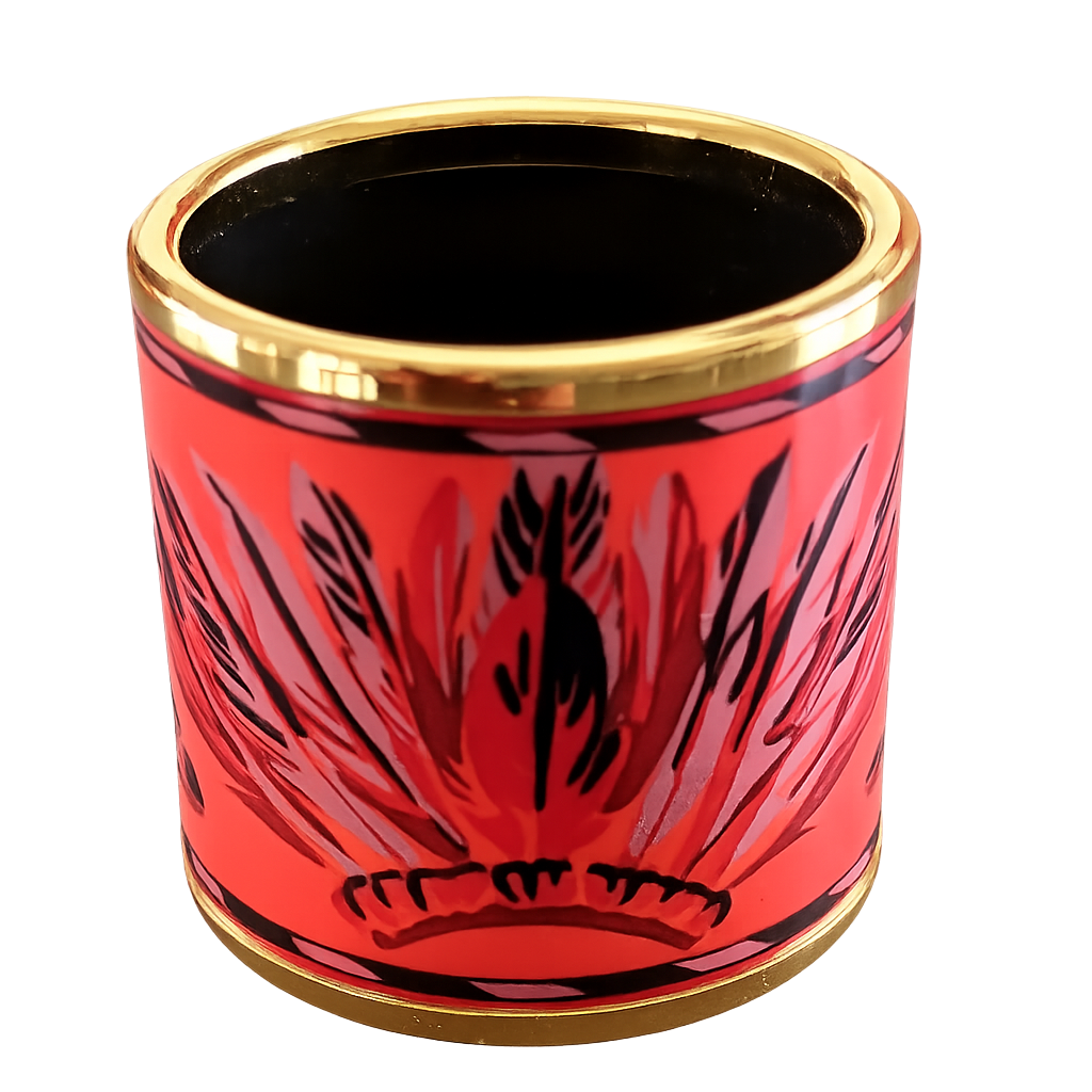 HERMES [73] 2014 Plated Gold/Red Enamel BRAZIL Scarf Ring GHW BNIB!