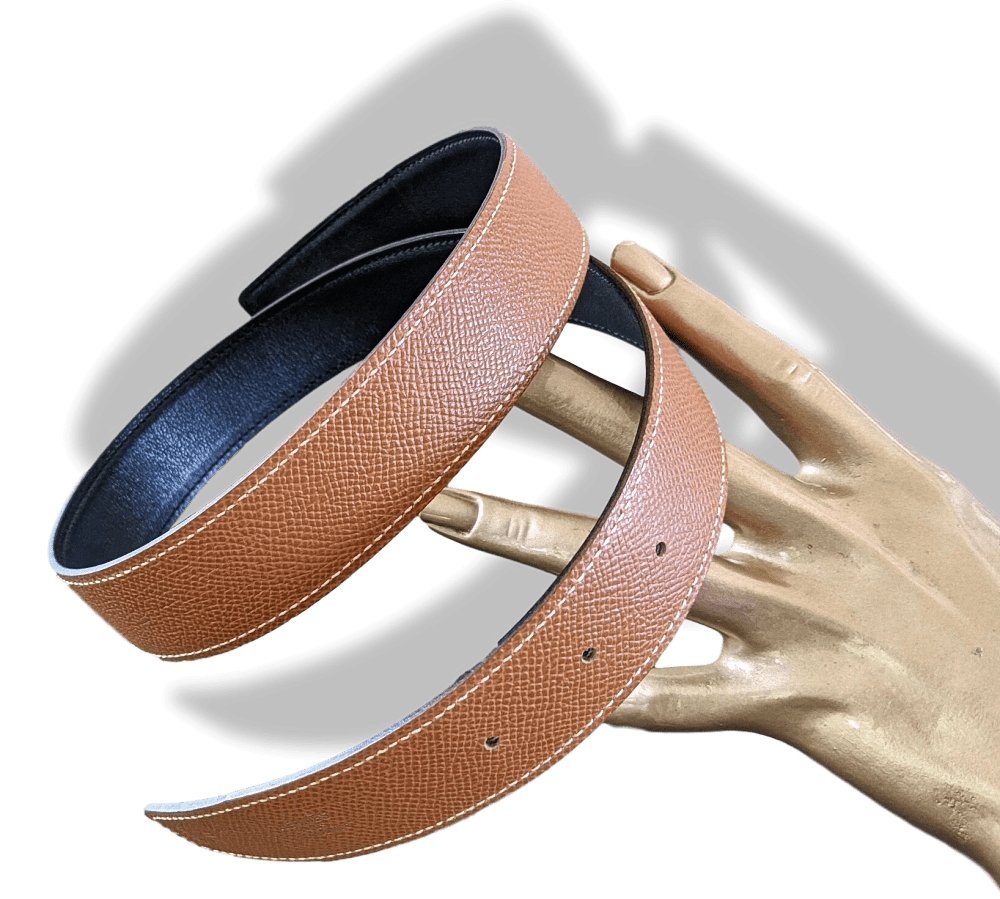 Hermes [11] 1997 Dark Blue Box/Gold Epsom Reversible Leather Strap Belt 32 MM Sz70, NIB! - poupishop