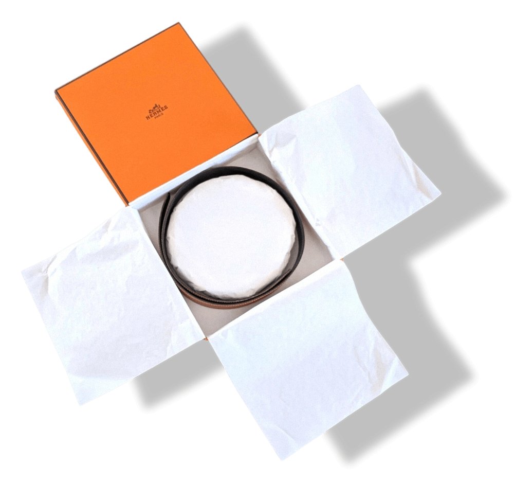 Hermes [11] 1997 Dark Blue Box/Gold Epsom Reversible Leather Strap Belt 32 MM Sz70, NIB! - poupishop
