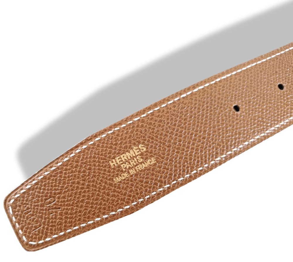 Hermes [11] 1997 Dark Blue Box/Gold Epsom Reversible Leather Strap Belt 32 MM Sz70, NIB! - poupishop