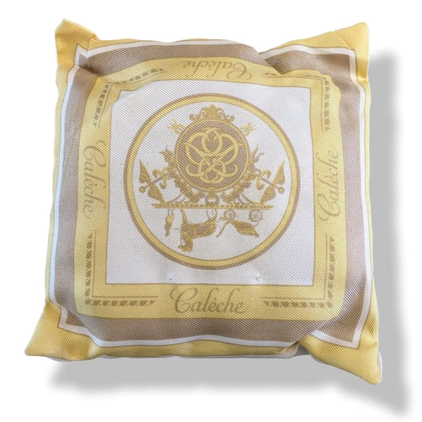 Hermes 1961 CALECHE SOIE DE PARFUM Silk Small Cushion in Yellow BOX!