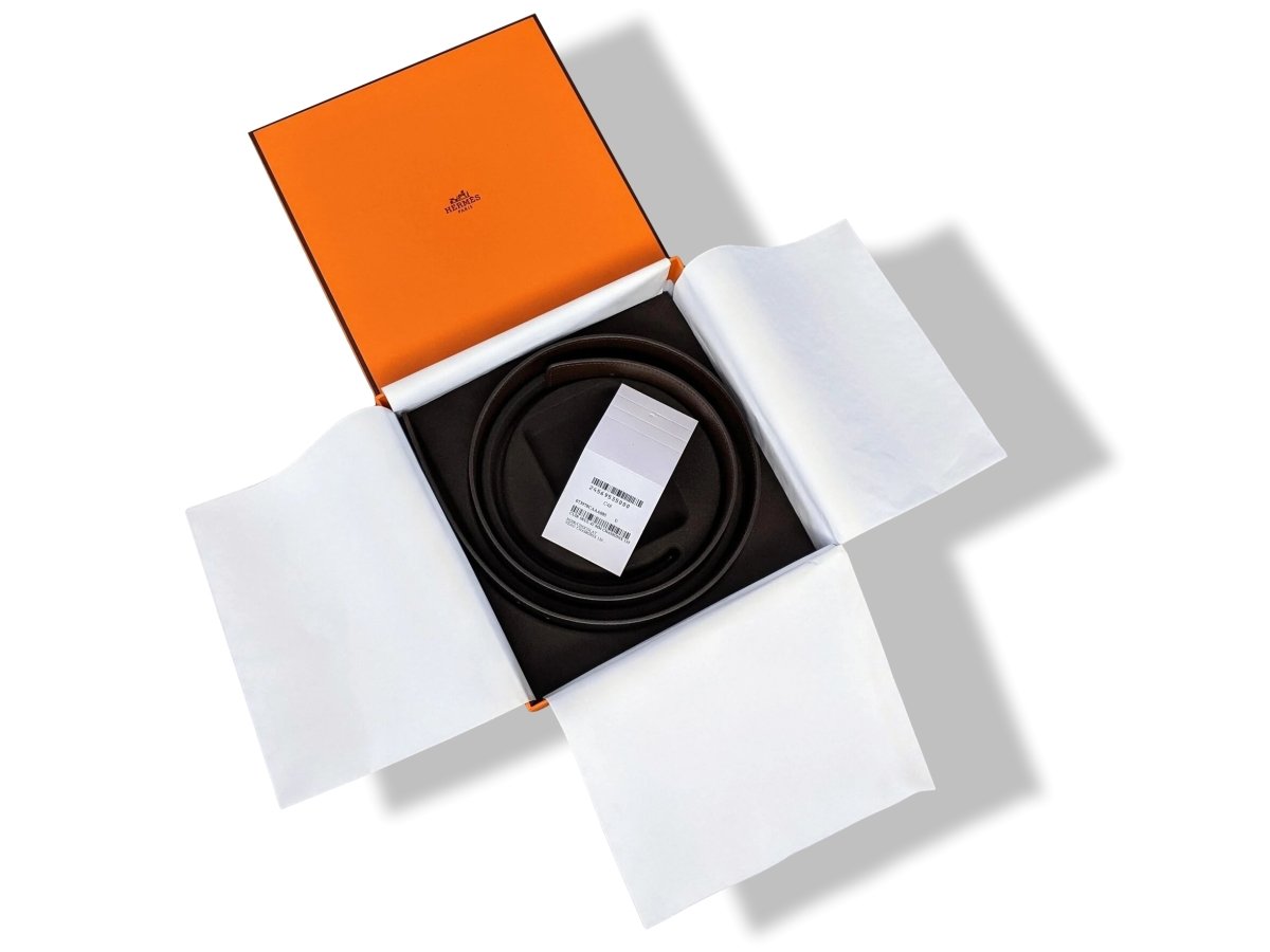 Hermes [197] Noir/Chocolat Veau Chamonix & Epsom Belt Strap 42 MM, BNWTIB! - poupishop