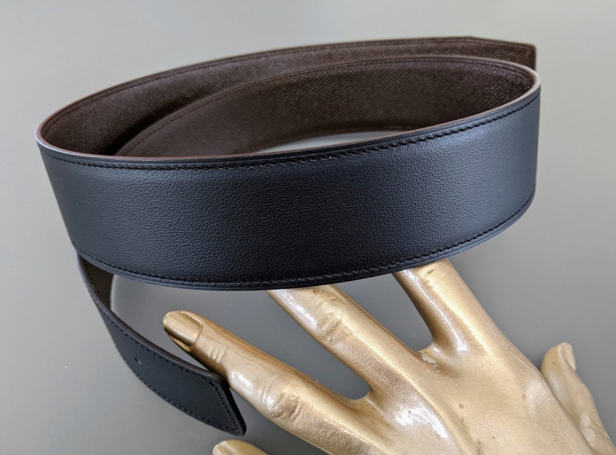 Hermes [197] Noir/Chocolat Veau Chamonix & Epsom Belt Strap 42 MM, BNWTIB! - poupishop