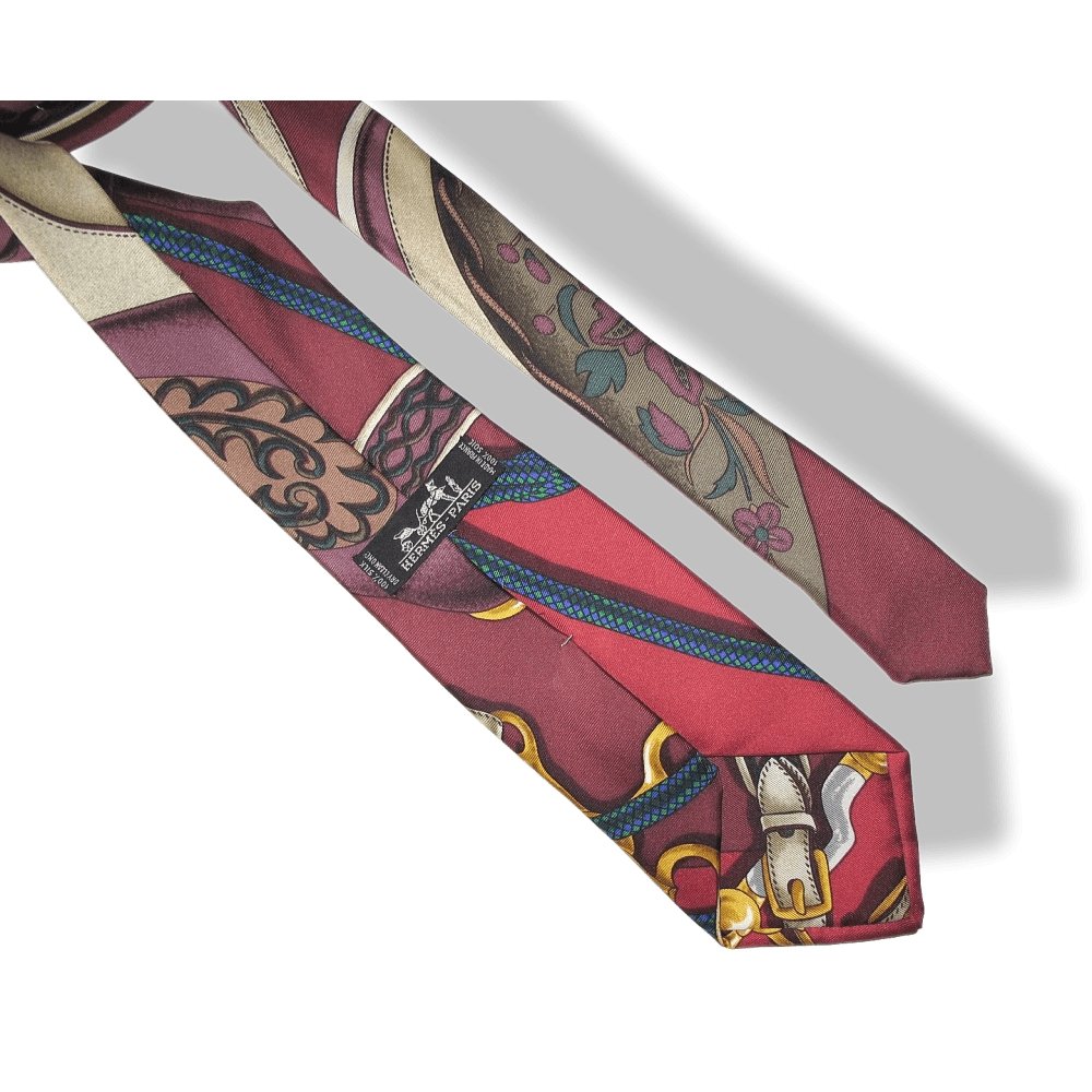 Hermes Equistrian Print Twill Silk Tie