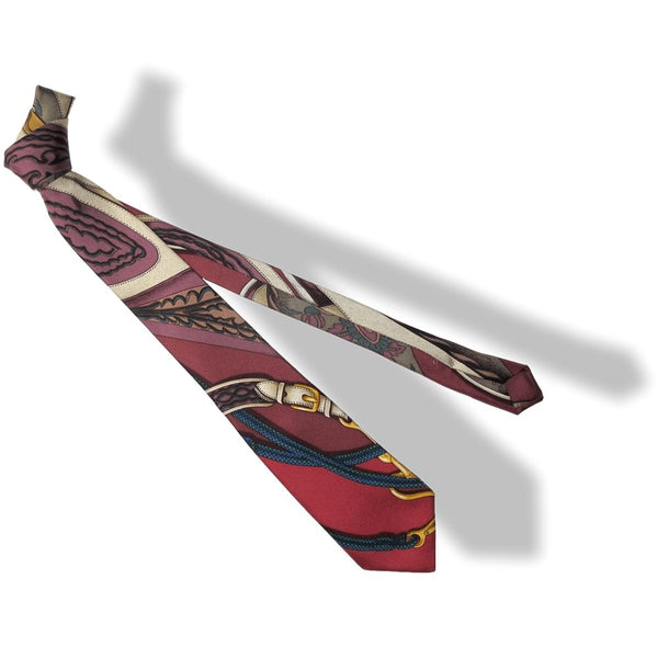 Hermes Equistrian Print Twill Silk Tie