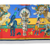 Hermes Kachinas by Kermit Oliver Blanc Matte Overlay Twill Scarf
