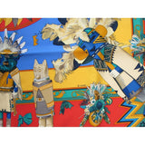 Hermes Kachinas by Kermit Oliver Blanc Matte Overlay Twill Scarf