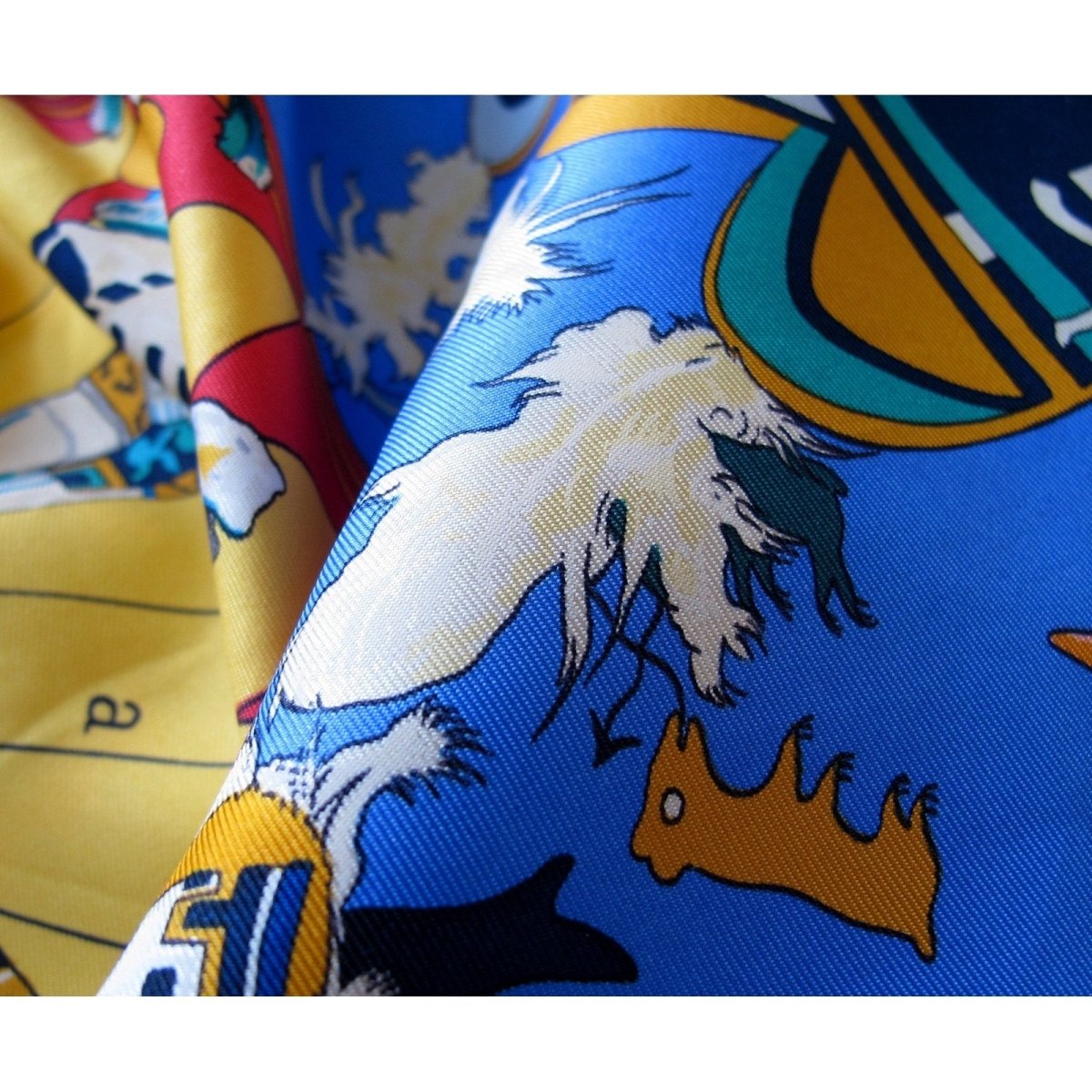 Hermes Kachinas by Kermit Oliver Blanc Matte Overlay Twill Scarf