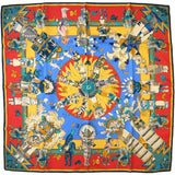 Hermes Kachinas by Kermit Oliver Blanc Matte Overlay Twill Scarf