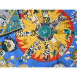 Hermes Kachinas by Kermit Oliver Blanc Matte Overlay Twill Scarf