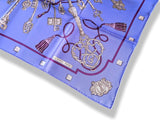 Hermes 2008 Violet/Mauve/Gris LES CLEFS by Caty Latham Twill scarf, New!