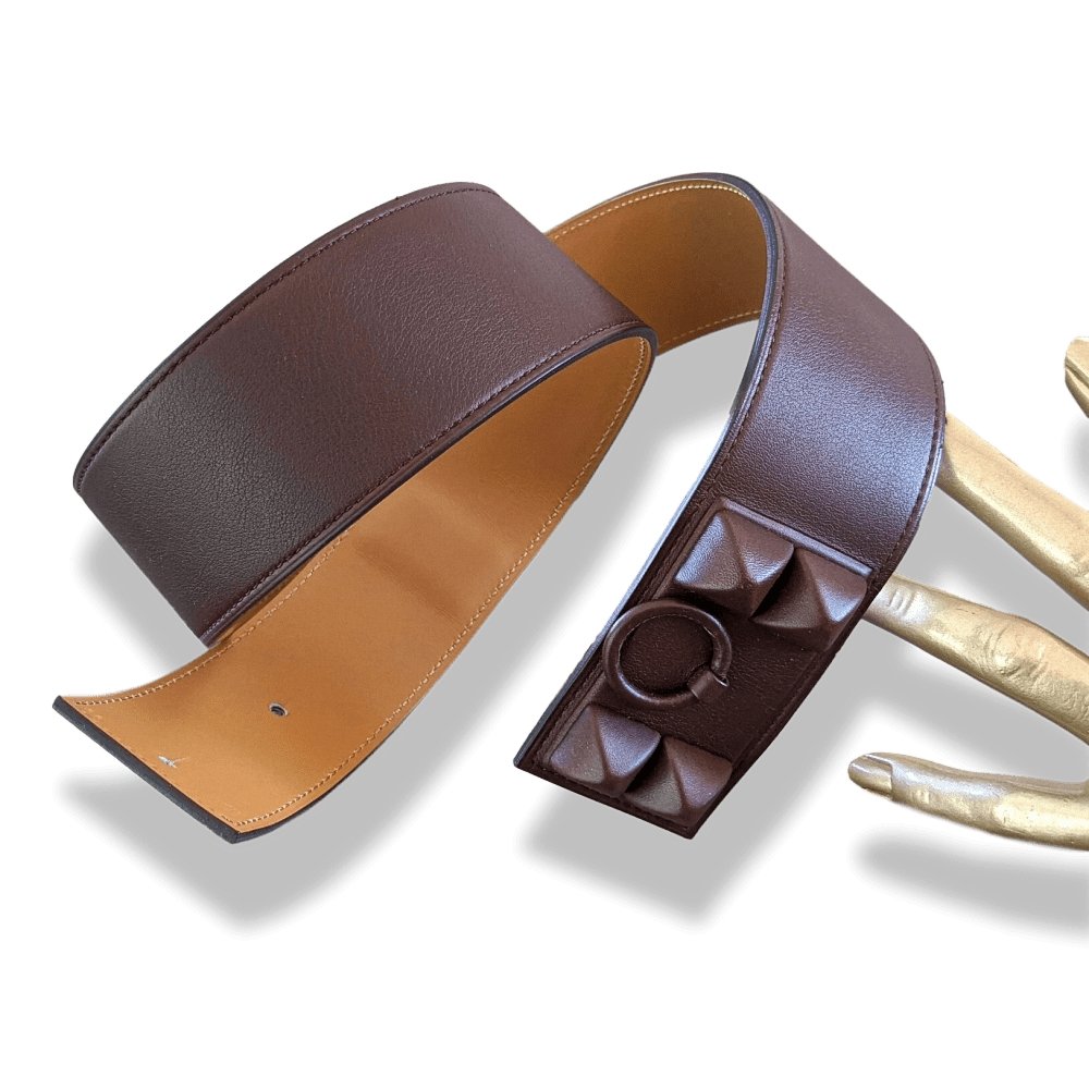 Hermes 2009 Chocolat Veau Barenia COLLIER DE CHIEN SHADOW Belt GM Sz 85, BNIB!