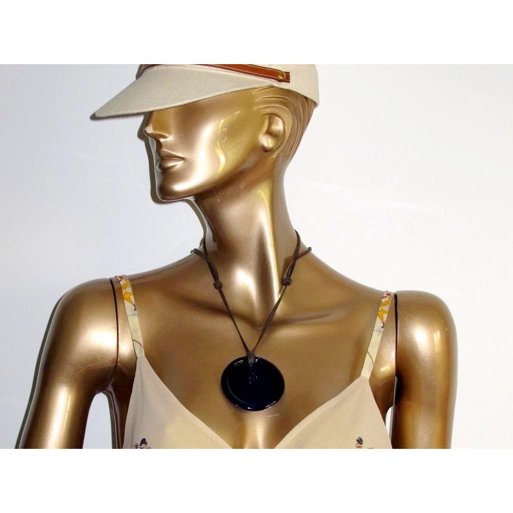 Hermes 2010 Forum H Bleu Crystal Saint-Louis Medallion Pendant - poupishop