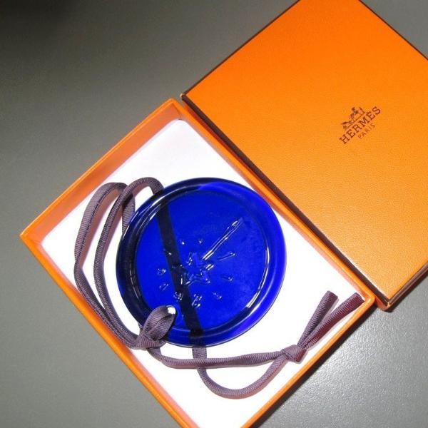 Hermes 2010 Forum H Bleu Crystal Saint-Louis Medallion Pendant - poupishop