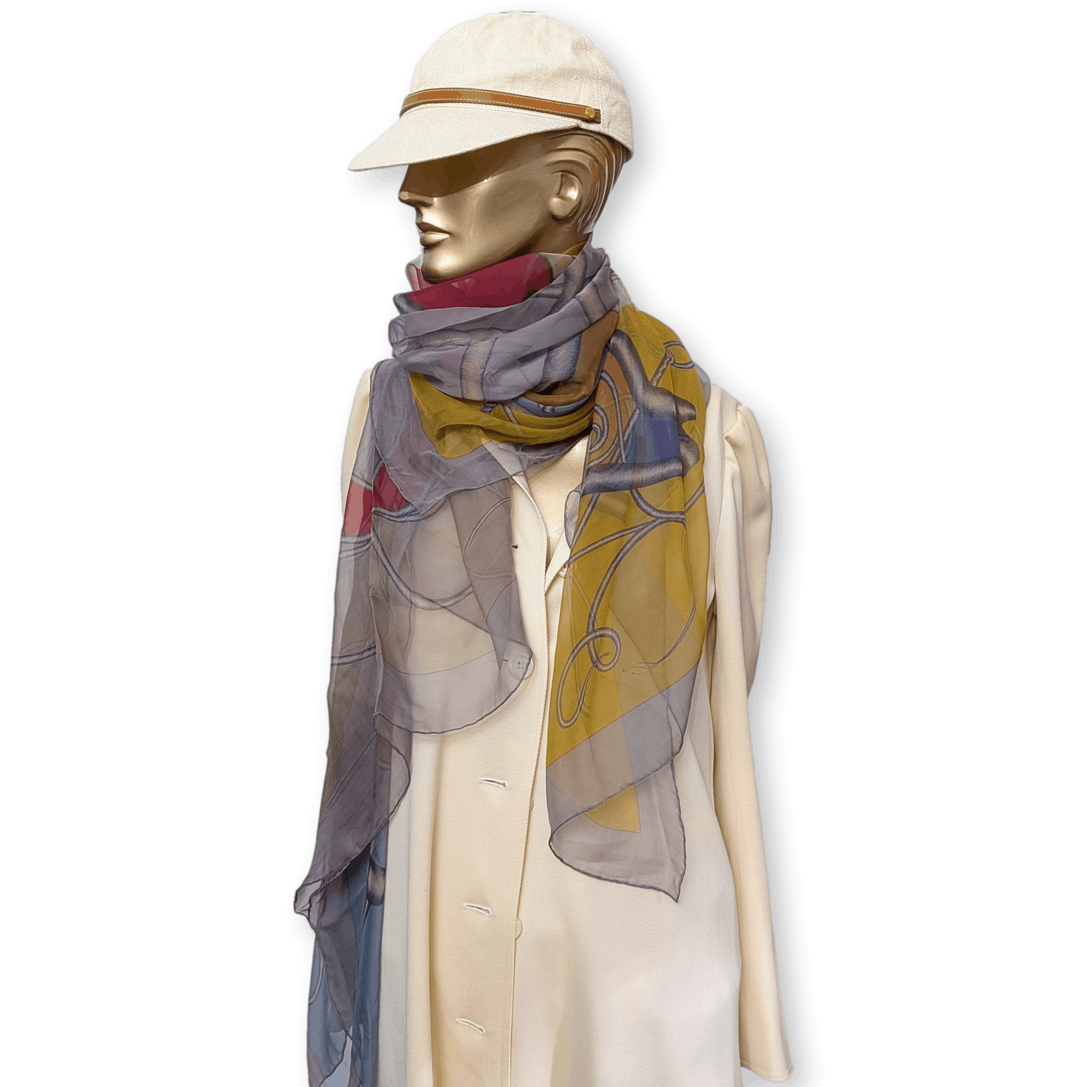 Hermes 2012 Grey/Blue Coup de Fouet Silk Mousseline 140 New!
