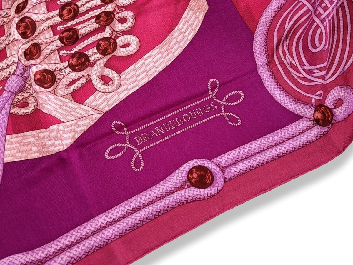 Hermes 2015 Fuchsia Brandebourg by Caty Latham Cashmere Shawl 140, New!