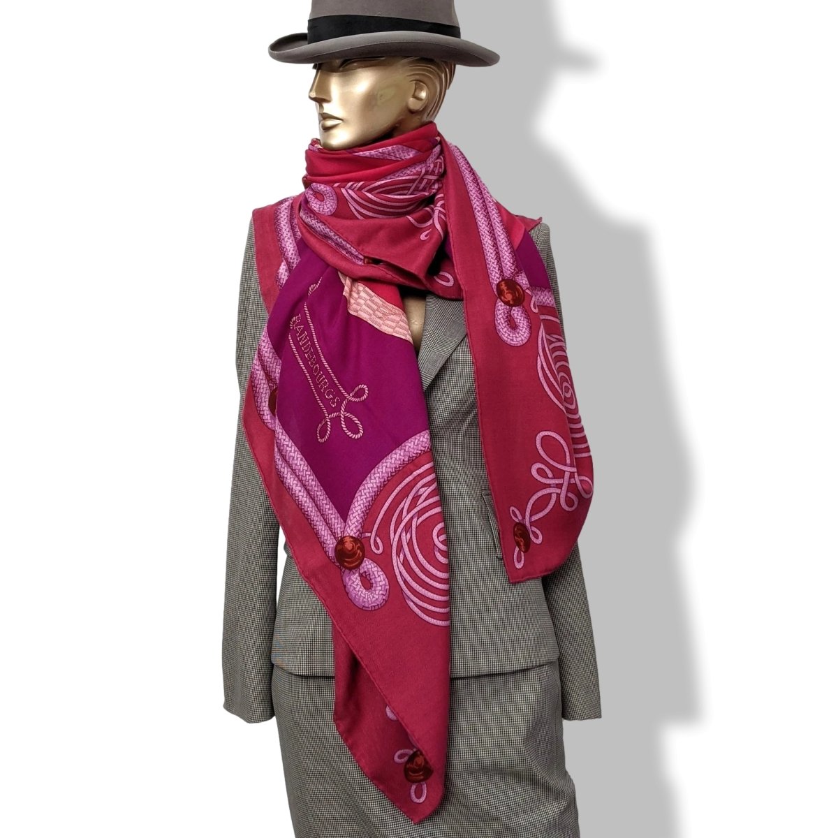 Hermes 2015 Fuchsia Brandebourg by Caty Latham Cashmere Shawl 140, New!