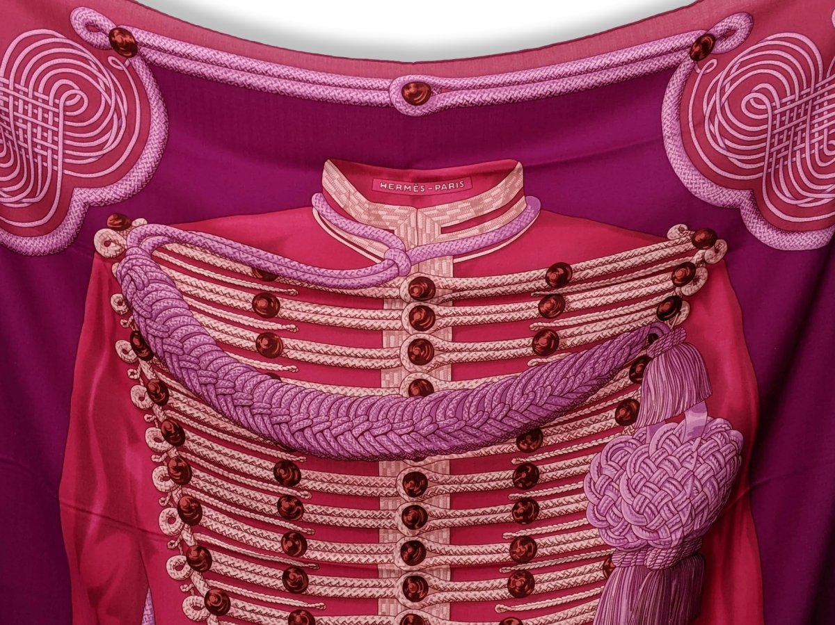 Hermes 2015 Fuchsia Brandebourg by Caty Latham Cashmere Shawl 140, New!