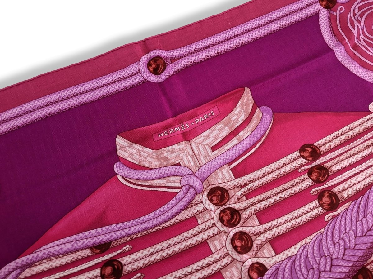 Hermes 2015 Fuchsia Brandebourg by Caty Latham Cashmere Shawl 140, New!