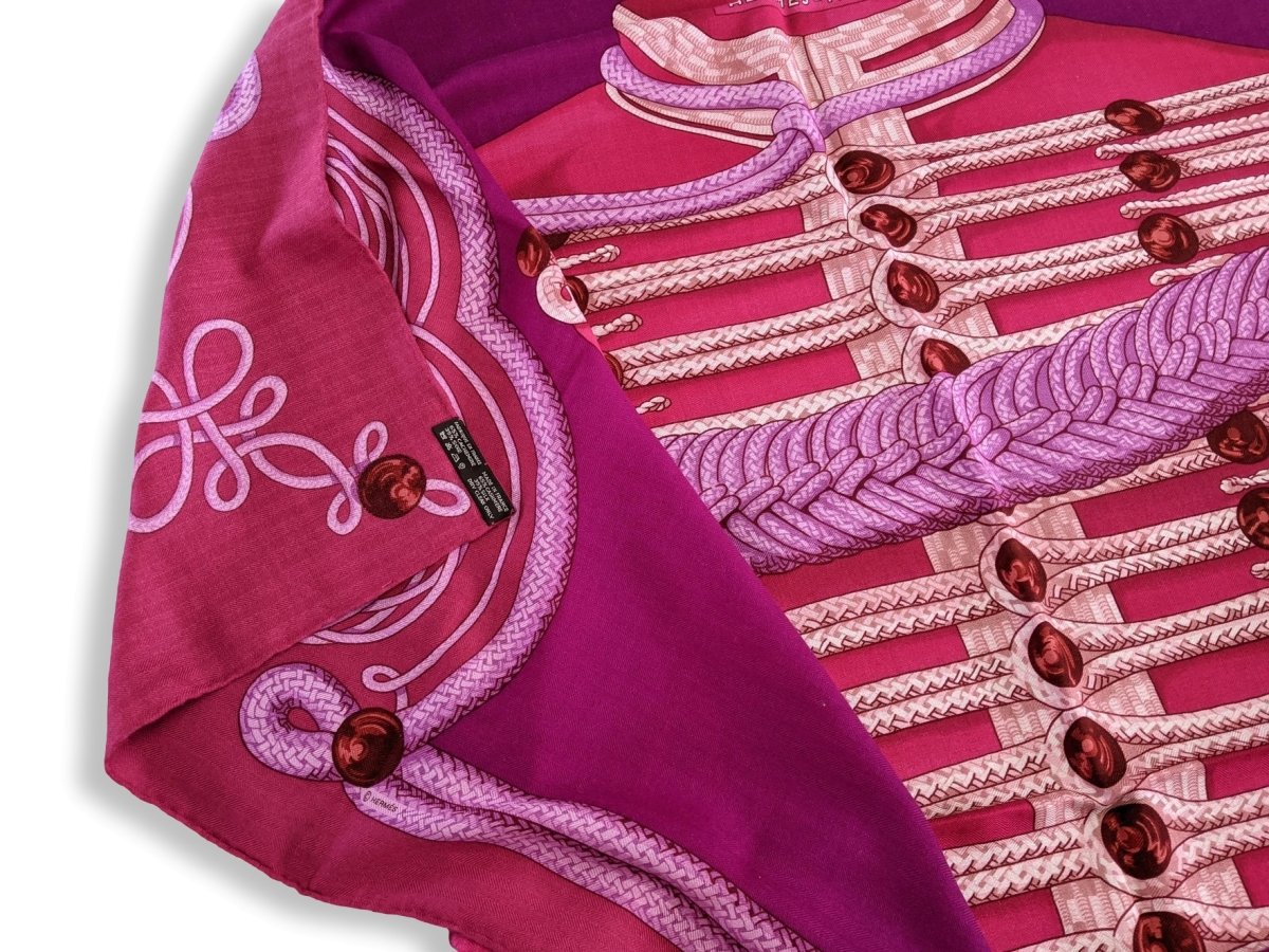 Hermes 2015 Fuchsia Brandebourg by Caty Latham Cashmere Shawl 140, New!