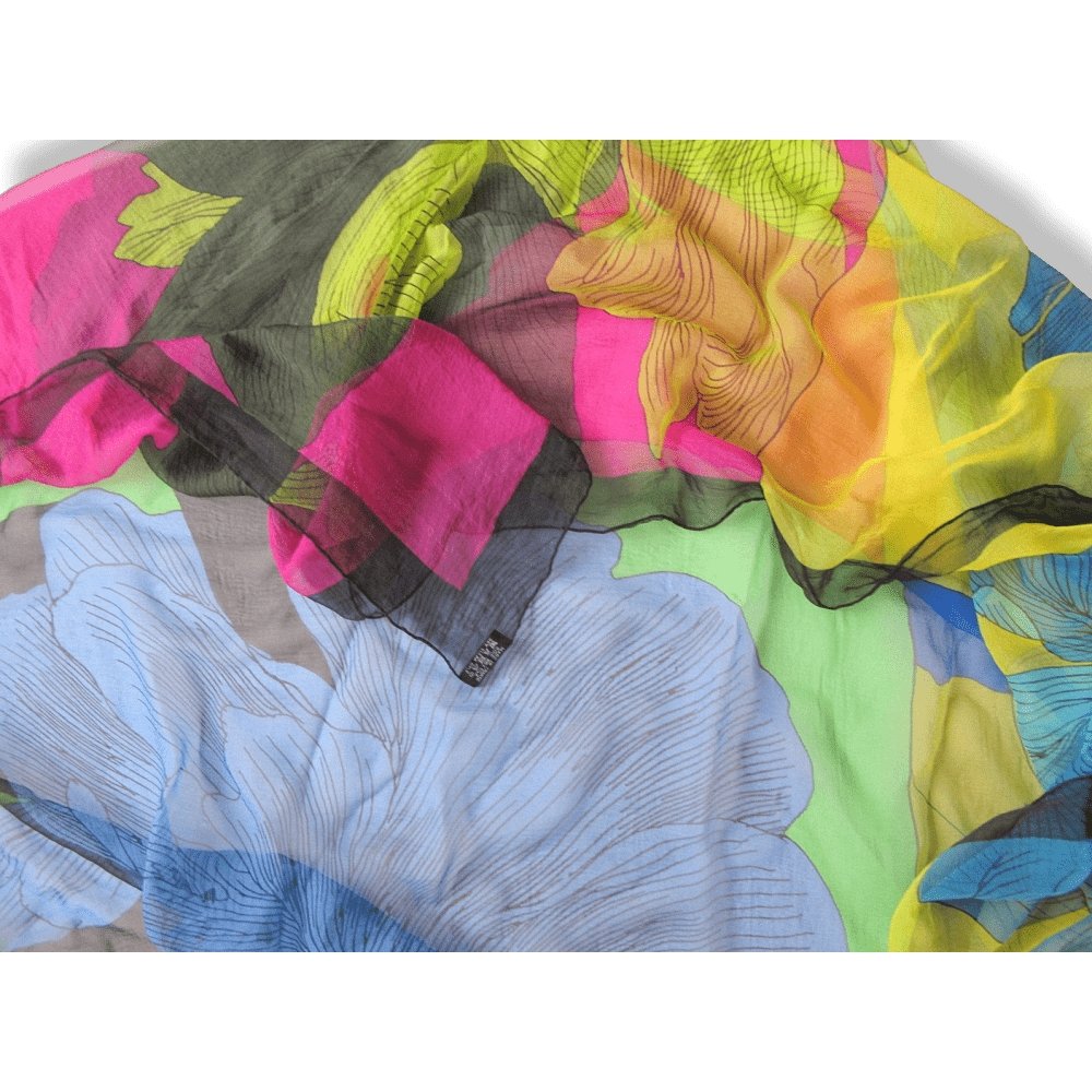 Hermes 2017 Black Multi Etude pour un Iris Arc-en-Ciel by Benoit Pierre Emery Silk Chiffon Mousseline Shawl 140, Mint! - poupishop