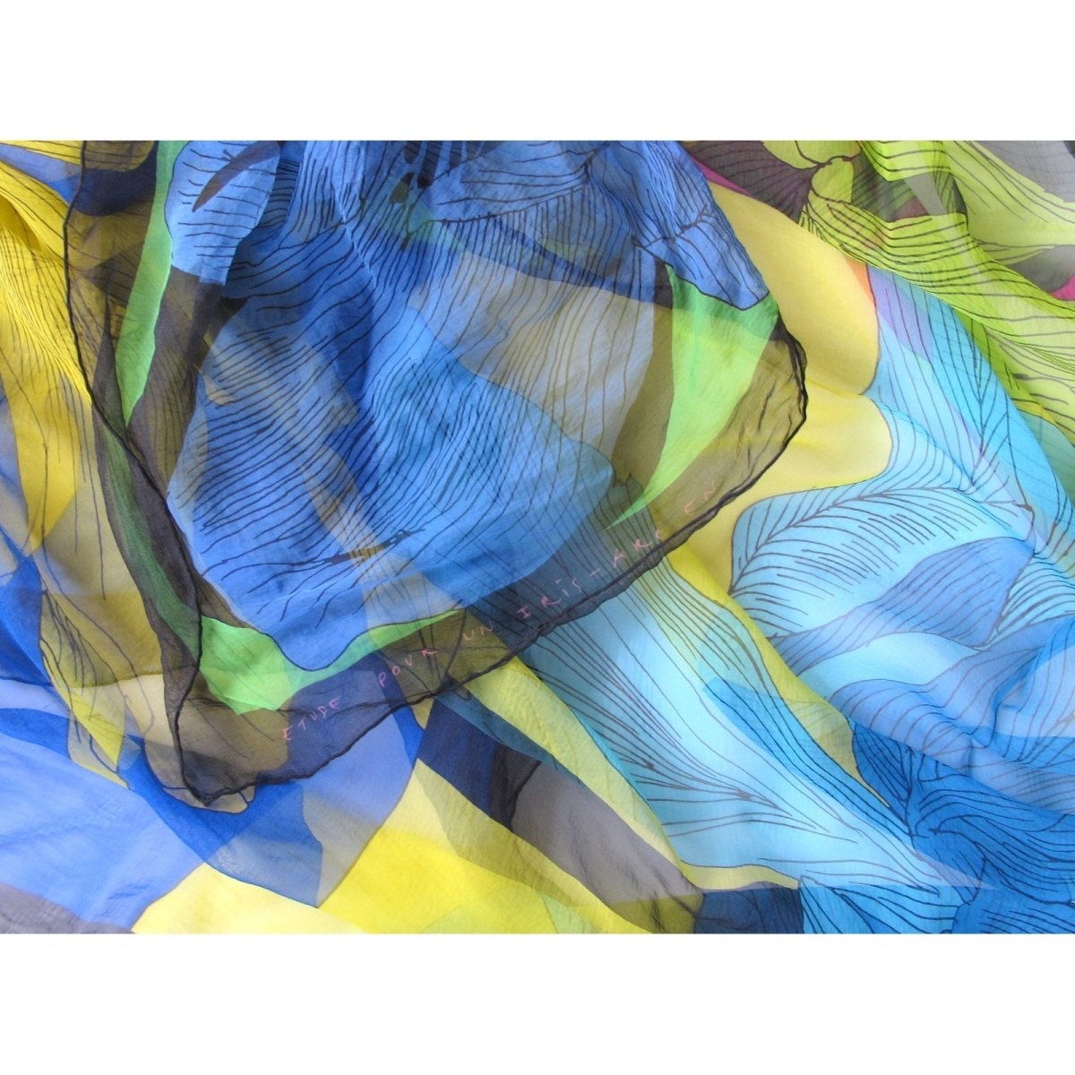 Hermes 2017 Black Multi Etude pour un Iris Arc-en-Ciel by Benoit Pierre Emery Silk Chiffon Mousseline Shawl 140, Mint! - poupishop