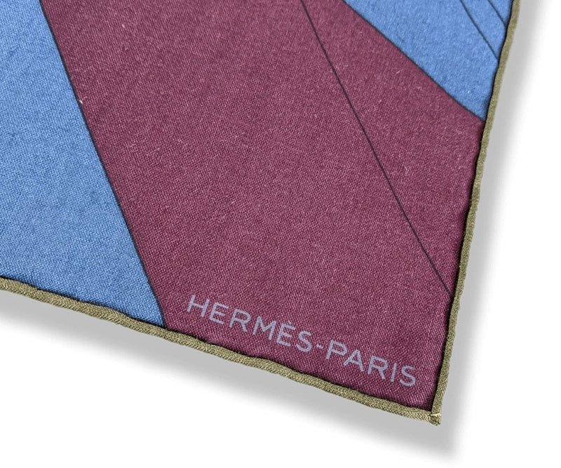 Hermes 2018 Pilot Blue/Wine/Kaki H FORCE CENTRIFUGE by Nigel Peake 70% Wool/30% Silk Shawl 140, BNWT! - poupishop