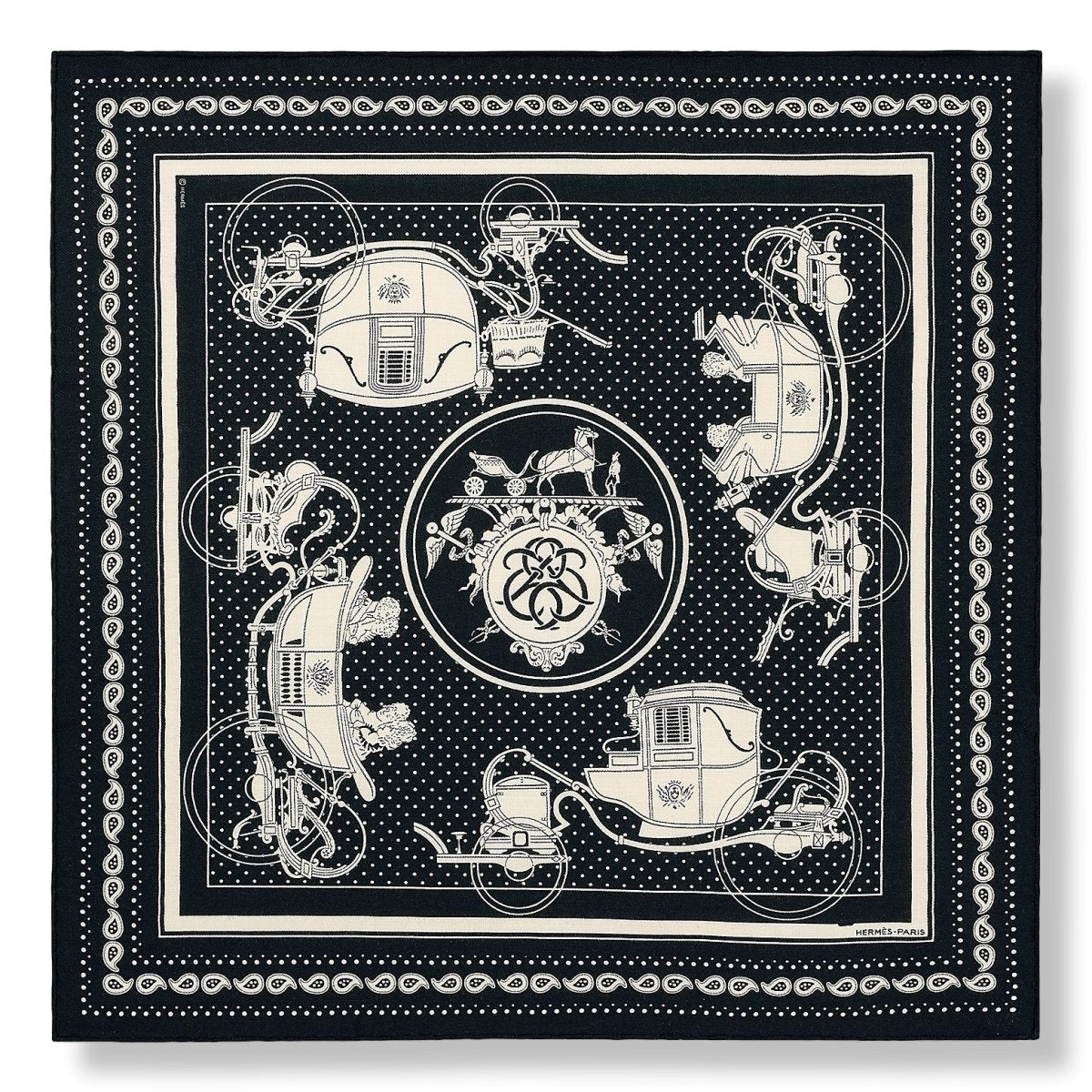 Hermes 2020 Noir/Blanc/Noir EX-LIBRIS Cashmere Bandana 55, BNWT!