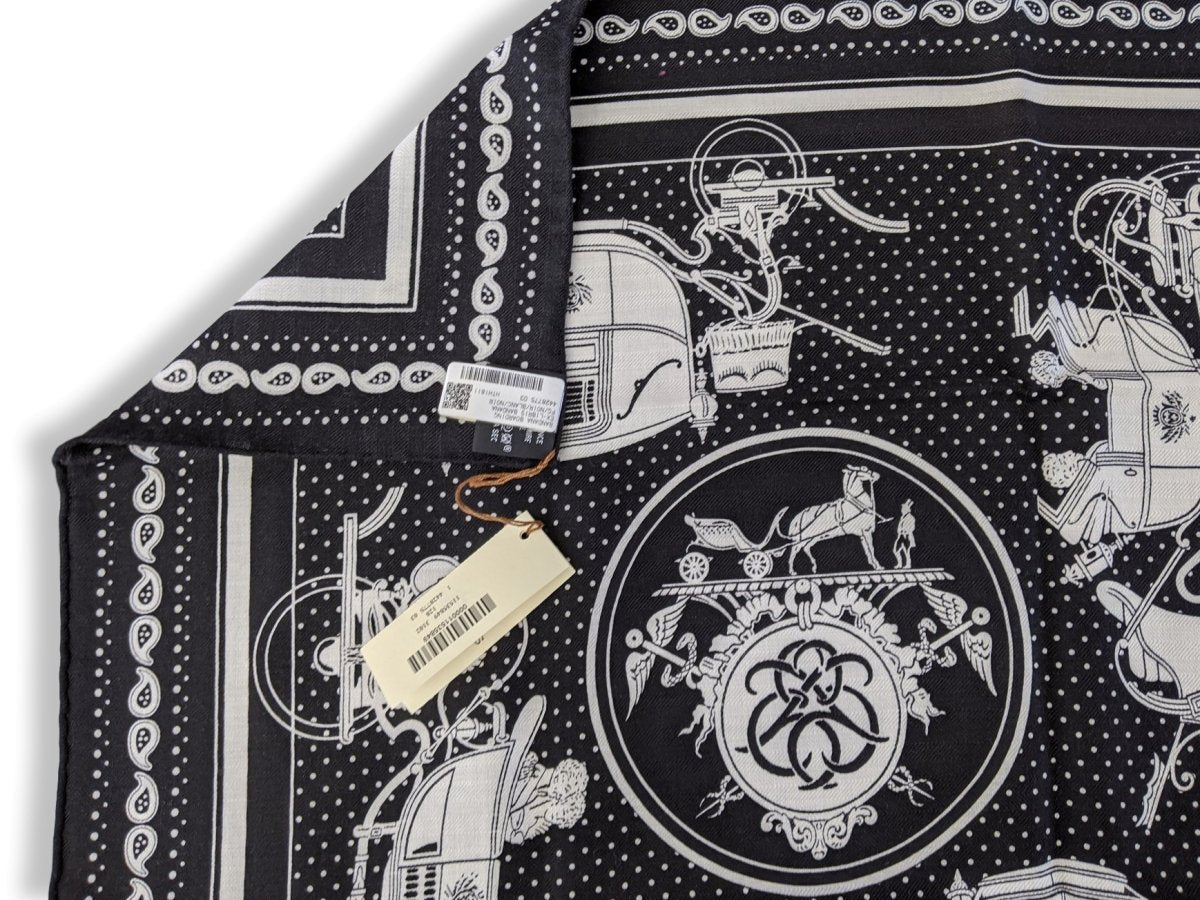 Hermes 2020 Noir/Blanc/Noir EX-LIBRIS Cashmere Bandana 55, BNWT!