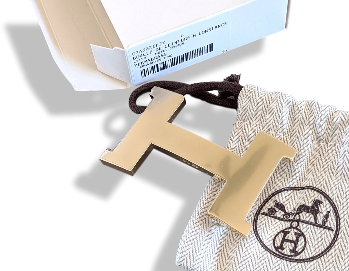 Hermes [48] Permabrass CONSTANCE H Belt Buckle 38 mm, New with Pouch and white Box! - poupishop