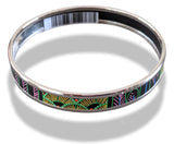 Hermes [96] Graffitis/Black/Silver Palladium Printed Enamel TREE OF SONG Bangle Bracelet Sz65, BNIB! - poupishop