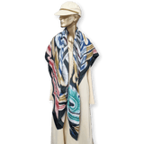 HERMES A la Plume Florence Manlik Silk Twill Shawl 140