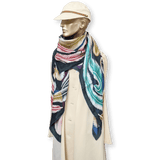 HERMES A la Plume Florence Manlik Silk Twill Shawl 140