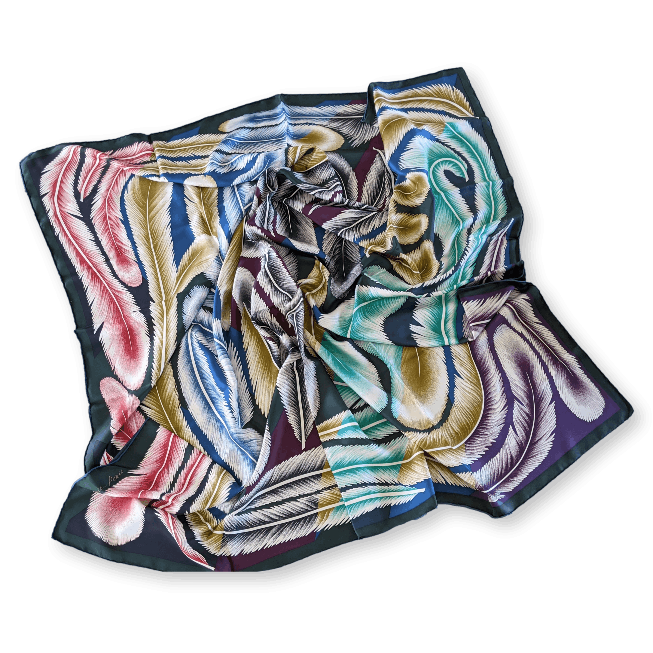 HERMES A la Plume Florence Manlik Silk Twill Shawl 140