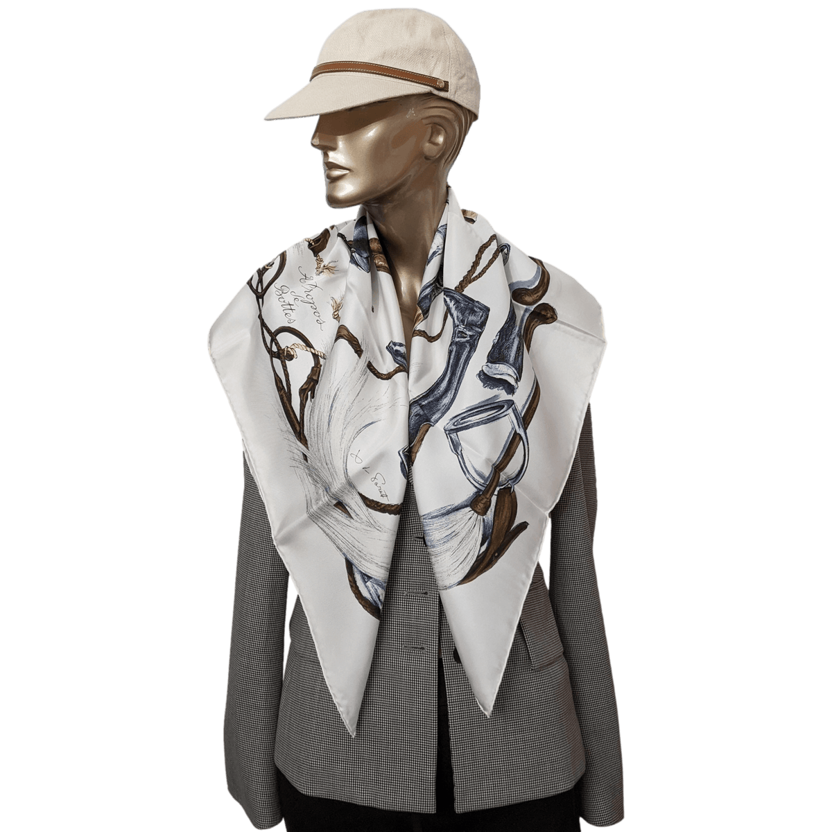 HERMES A PROPOS DES BOTTES by Xavier de Poret with Blanc Matte Overlay Twill 90 x 90 cm