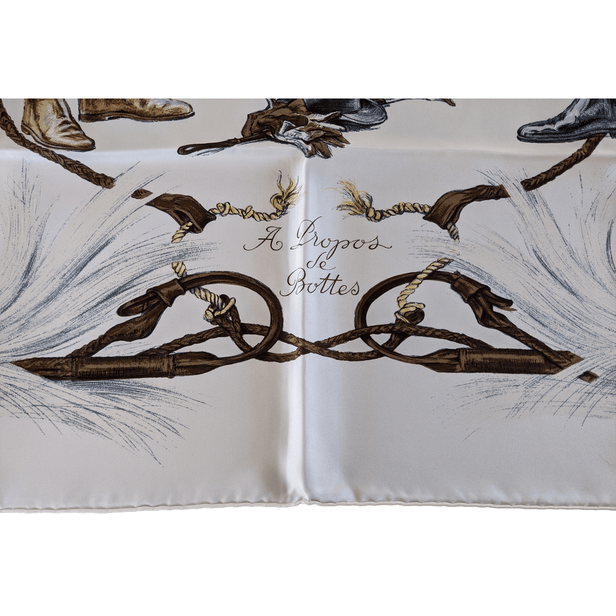 HERMES A PROPOS DES BOTTES by Xavier de Poret with Blanc Matte Overlay Twill 90 x 90 cm