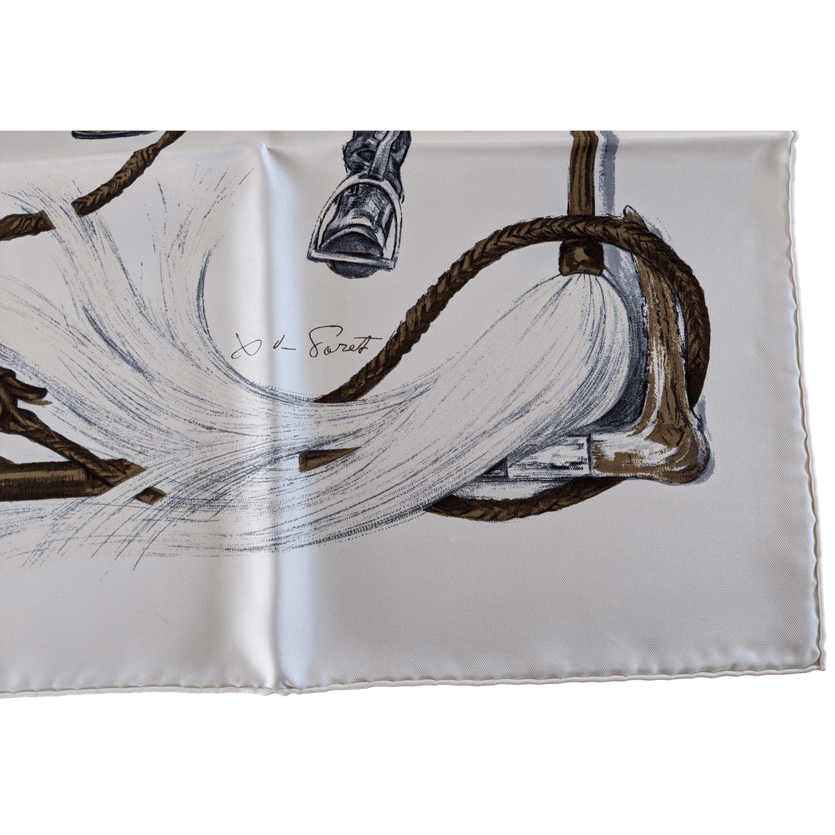 HERMES A PROPOS DES BOTTES by Xavier de Poret with Blanc Matte Overlay Twill 90 x 90 cm