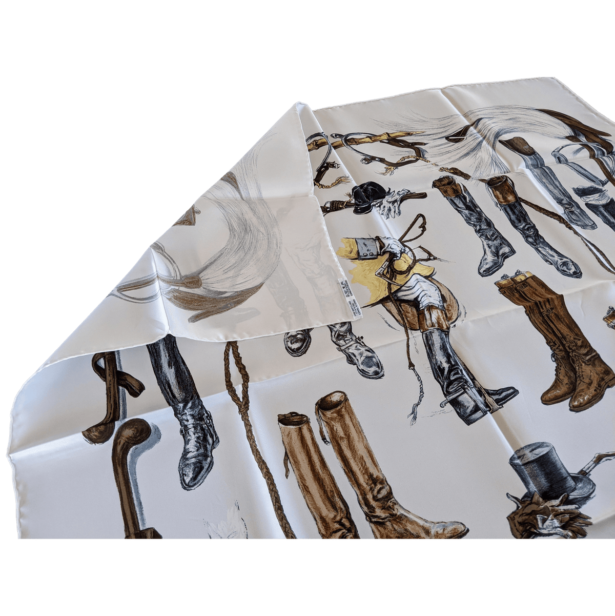 HERMES A PROPOS DES BOTTES by Xavier de Poret with Blanc Matte Overlay Twill 90 x 90 cm