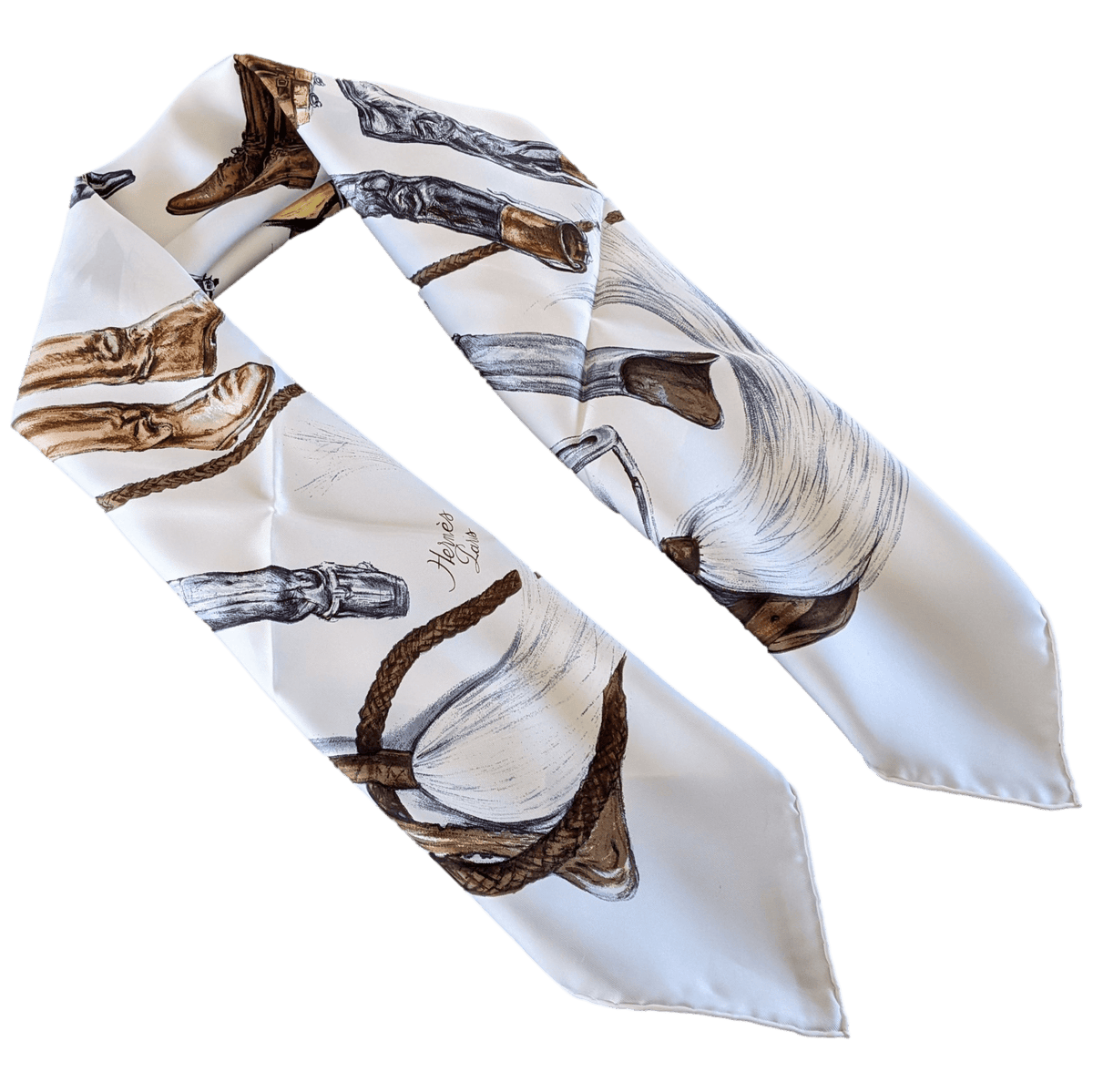 HERMES A PROPOS DES BOTTES by Xavier de Poret with Blanc Matte Overlay Twill 90 x 90 cm