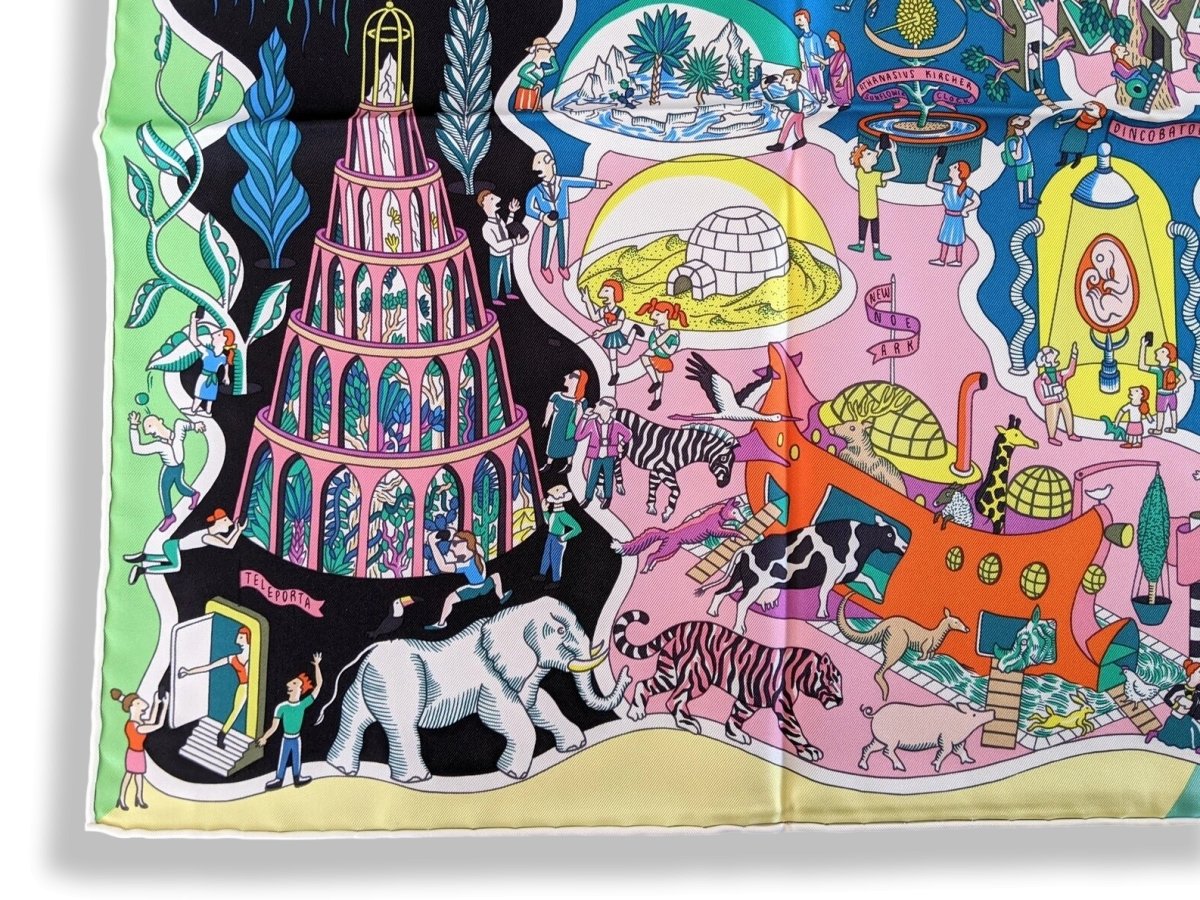 Hermes [AC4] Black/Green/Yellow EXPOSITION UNIVERSELLE by Jan Bajtlik Twill Carre 90cm cm, BNWTIB! - poupishop