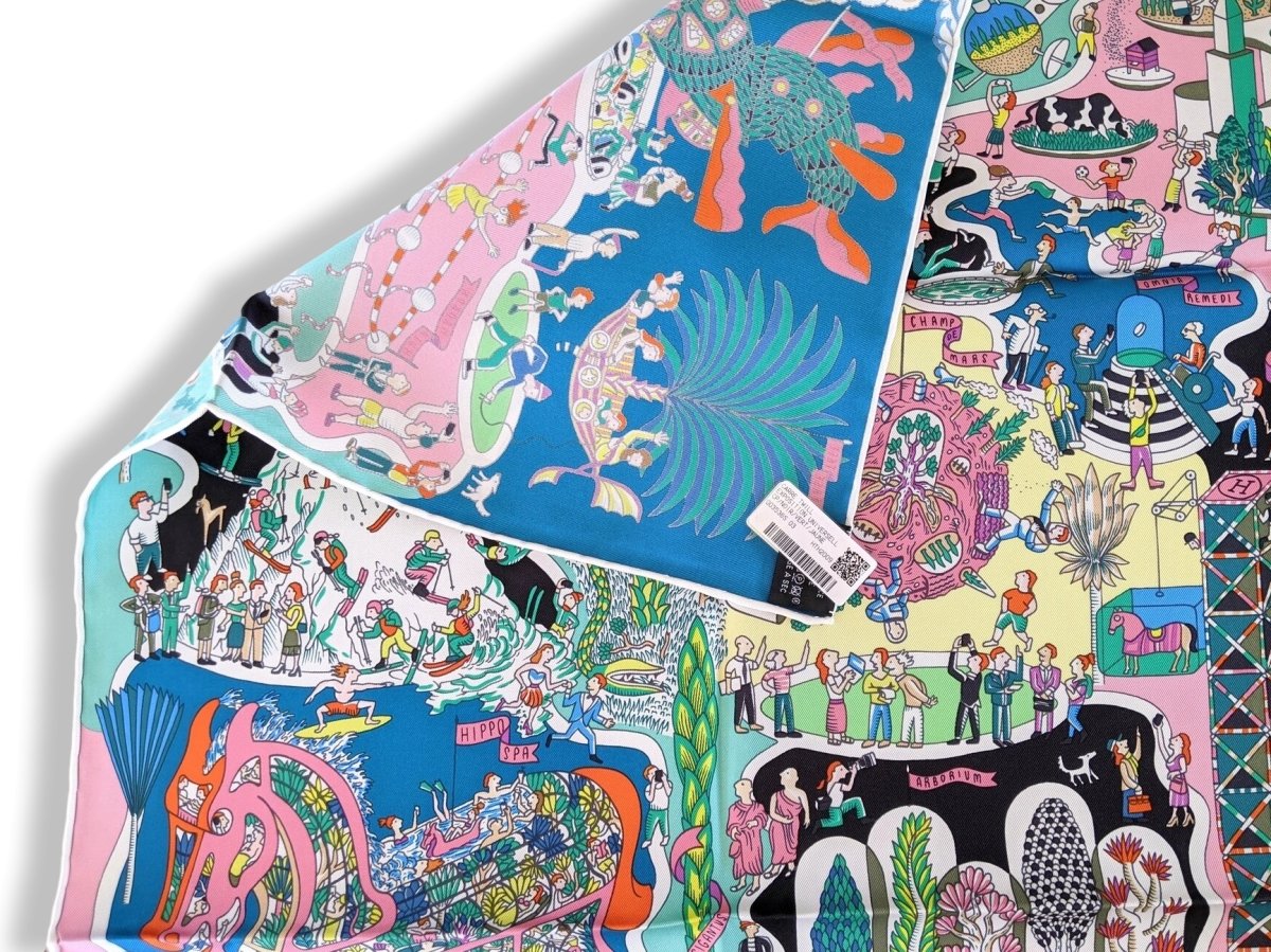 Hermes [AC4] Black/Green/Yellow EXPOSITION UNIVERSELLE by Jan Bajtlik Twill Carre 90cm cm, BNWTIB! - poupishop