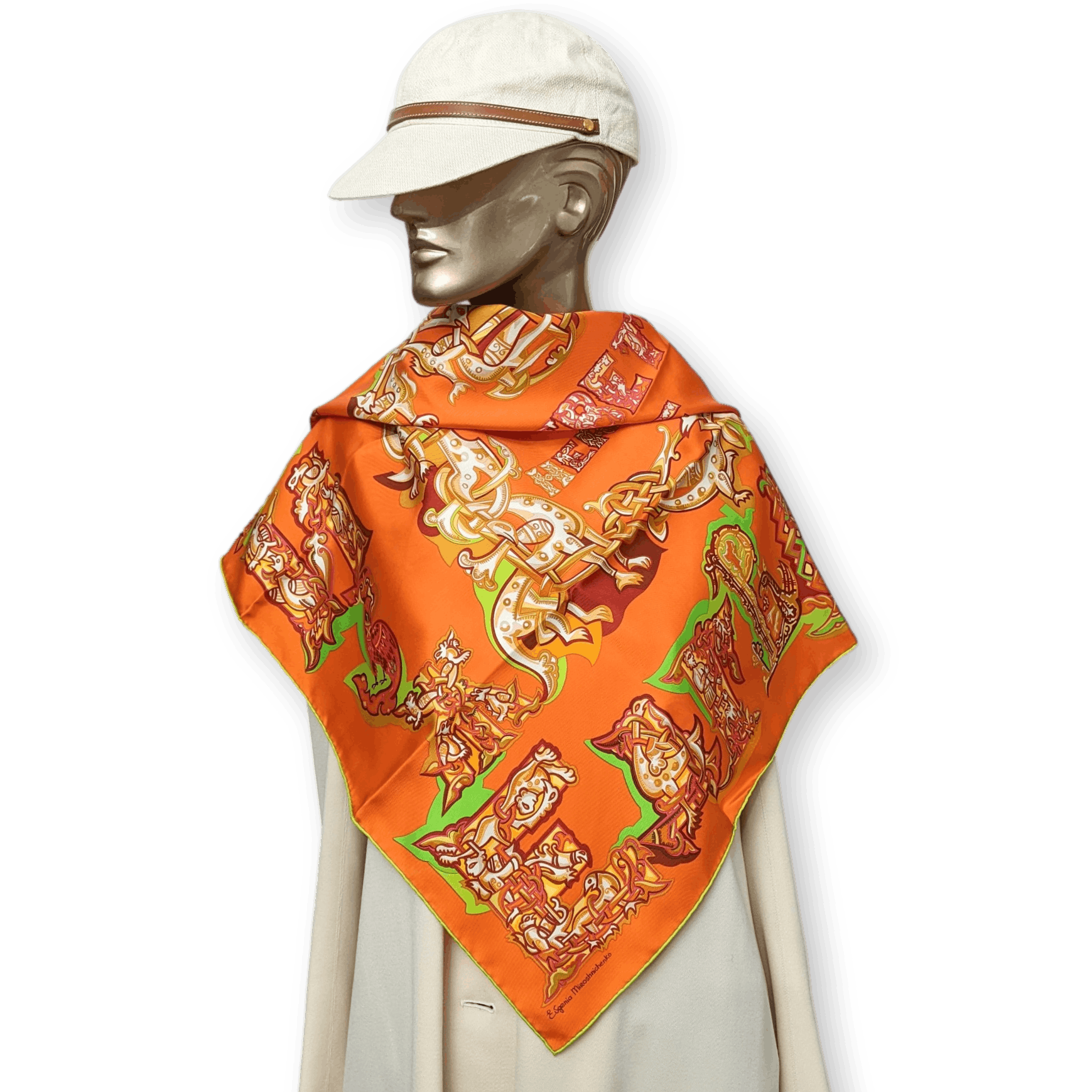 HERMES Alphabet Russe Twill Scarf 90
