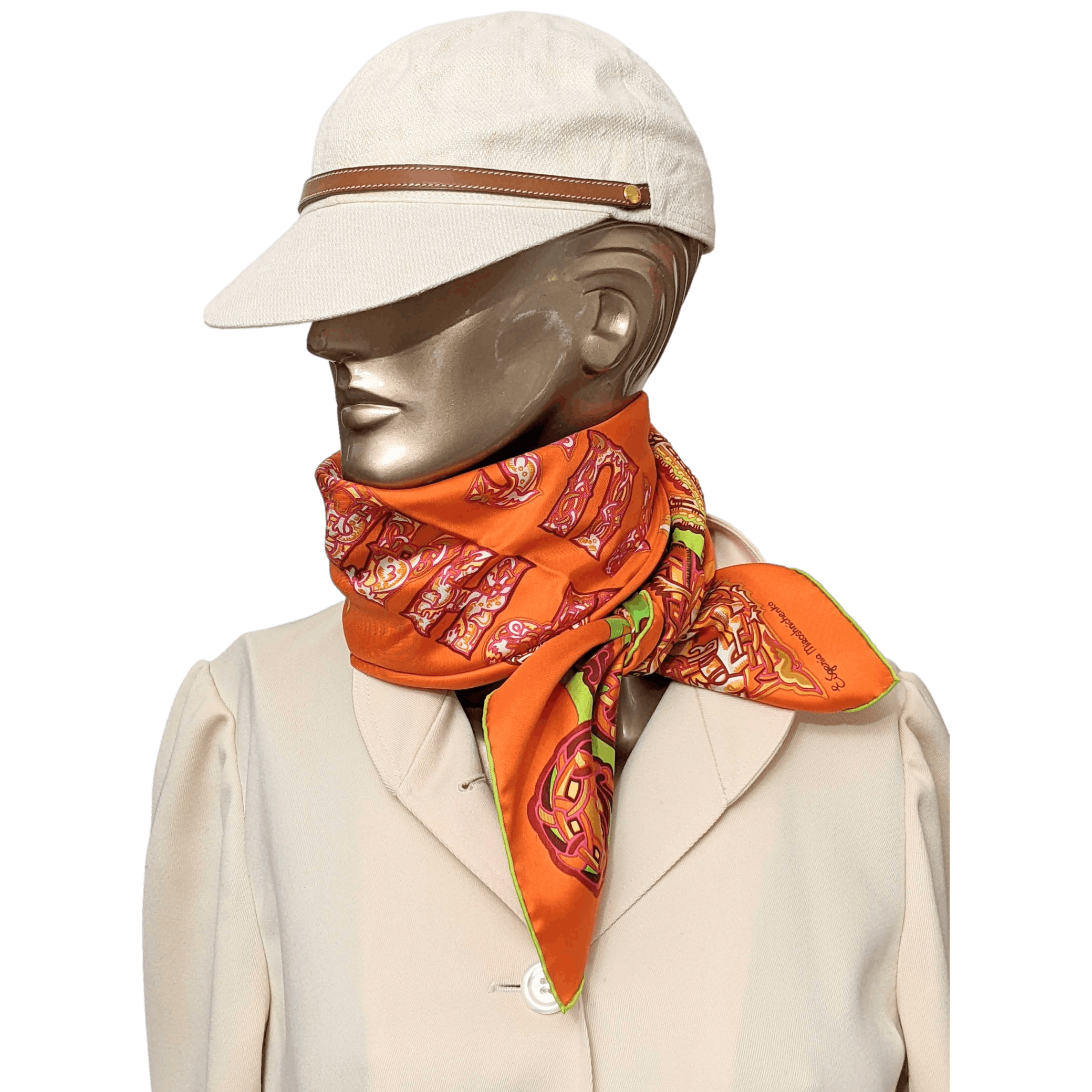 HERMES Alphabet Russe Twill Scarf 90